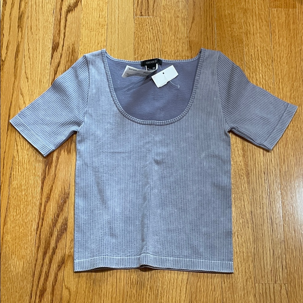 Forever 21 Light Purple Ribbed Short Sleeve Top